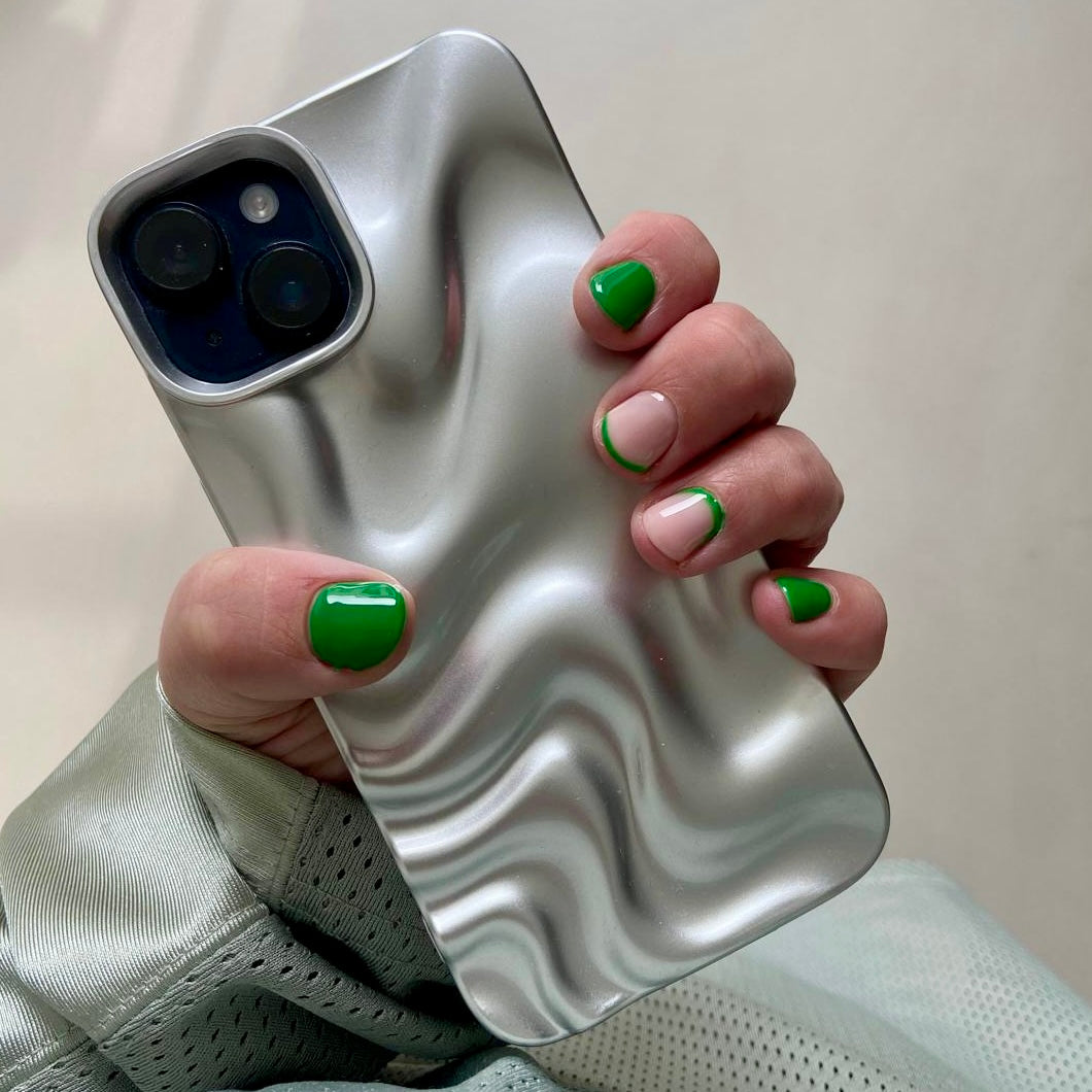 Waves iPhone Case - Unique 3D Textured Wave Design in Silver & Matte Silver for iPhone 16, 15, 14, 13, 12, 11 (Pro, Pro Max) - Stylish Cover