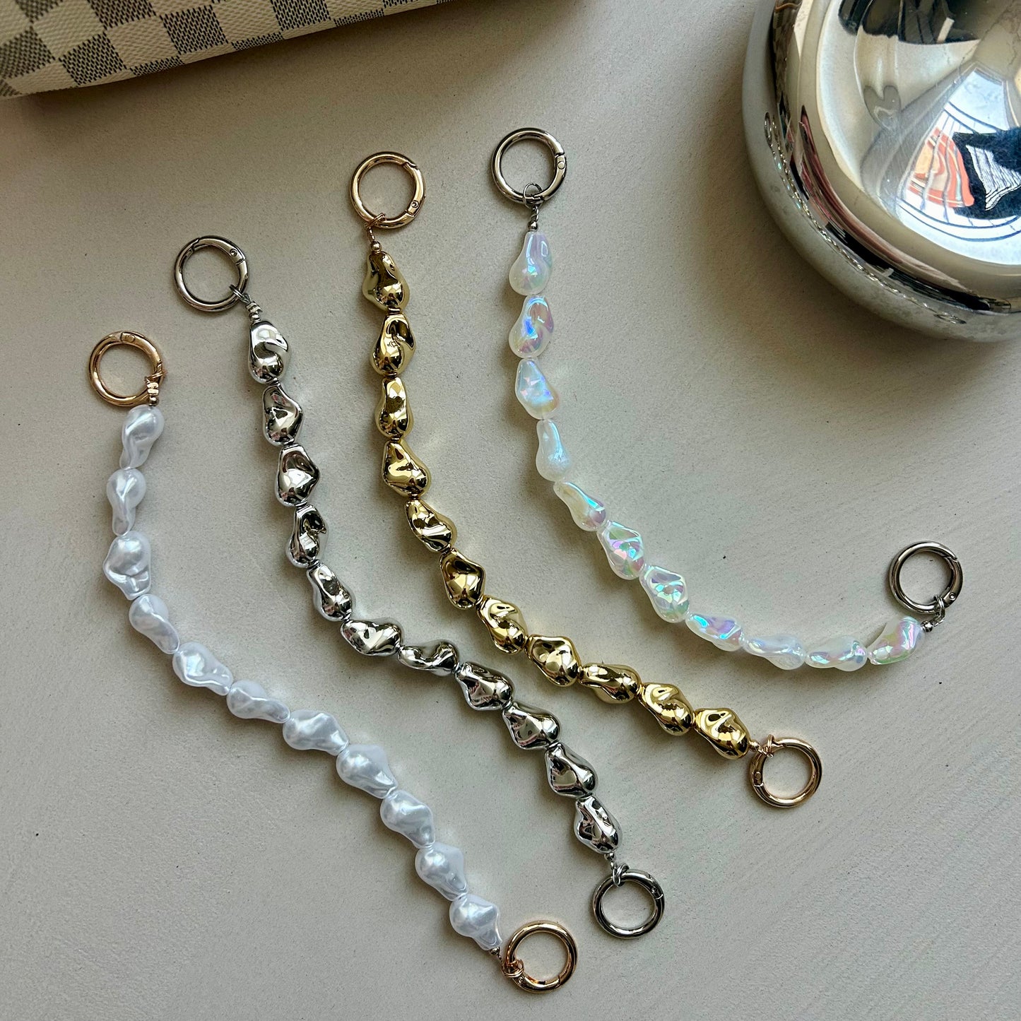 Strap - 33cm/13inch Phone Strap for iPhone 16, 15, 14, 13, 12, 11 & Samsung Galaxy β Gold, Silver, White, Pearl