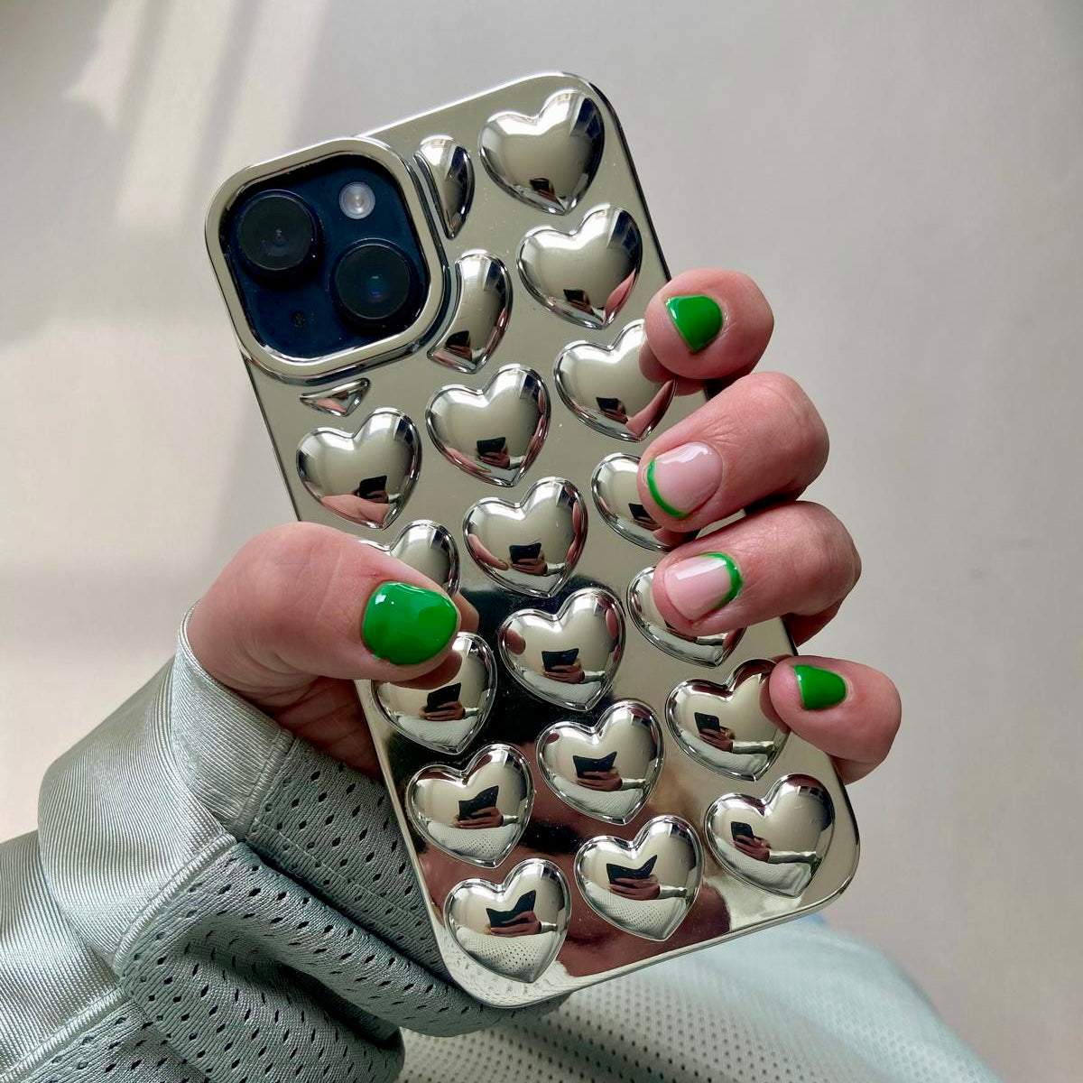 Hearts iPhone Case - 3D Heart Design in Silver, Pink, Purple, Transparent, Rose Gold Cover for iPhone 16, 15, 14, 13, 12, 11 (Pro, Pro Max, Plus)