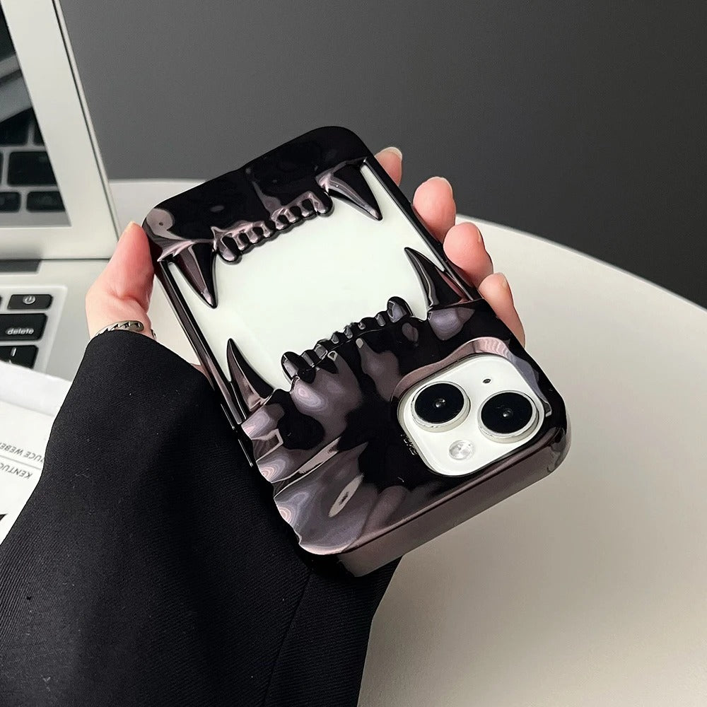 Teeth iPhone Case - 3D Metallic Statement Design in Silver, Black, Gold & Purple Cover for iPhone 16, 15, 14, 13, 12, 11 (Pro, Pro Max, Plus)
