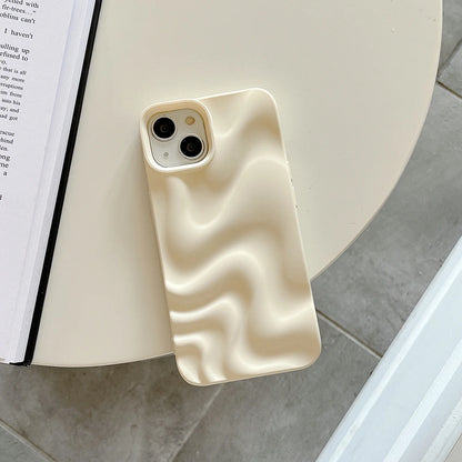 waves | 3D Electroplated Water Ripple Pattern Silver Phone Case For iPhone 15 14 13 12 11 Pro Max Soft Shockproof Cover