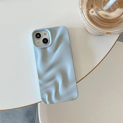 waves | 3D Electroplated Water Ripple Pattern Silver Phone Case For iPhone 15 14 13 12 11 Pro Max Soft Shockproof Cover