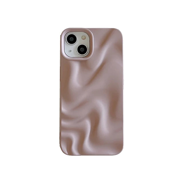 waves | 3D Electroplated Water Ripple Pattern Silver Phone Case For iPhone 15 14 13 12 11 Pro Max Soft Shockproof Cover