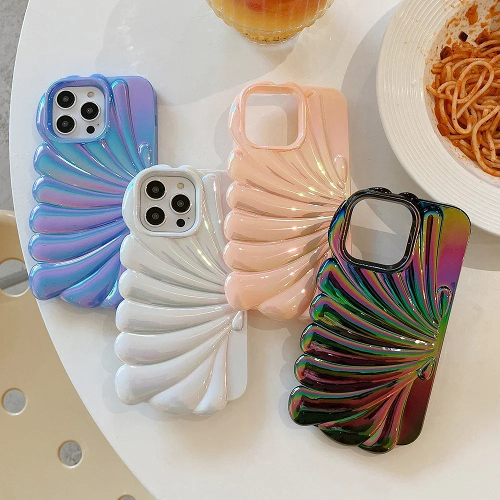 shell | 3D Electroplated Conch Shell Phone Case For iPhone 15 14 13 12 11 Pro Max 14promax Colourful Soft Shockproof Cover