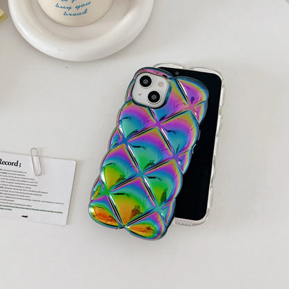 cushion | Diamond grid Plating laser pop Phone Case For iPhone 15 14 13 12 11 Pro Max 15 14 Plus Case Cute luxury Shockproof Soft Cover