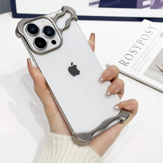 titanium | Luxury Metal Titanium Alloy Irregular Phone Case For iPhone 12 13 14 15 16 Pro Max 14 15Plus Alien Aluminum Lens Ring Protection Cover