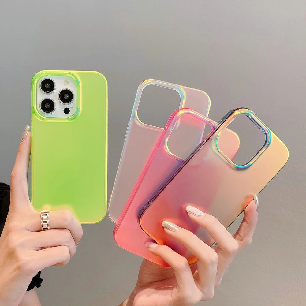 fluor | Simple Frosted Fluorescent Color Phone Case For iPhone 16 15 14 13 12 Pro Max 14promax Soft Shockproof Back Cover