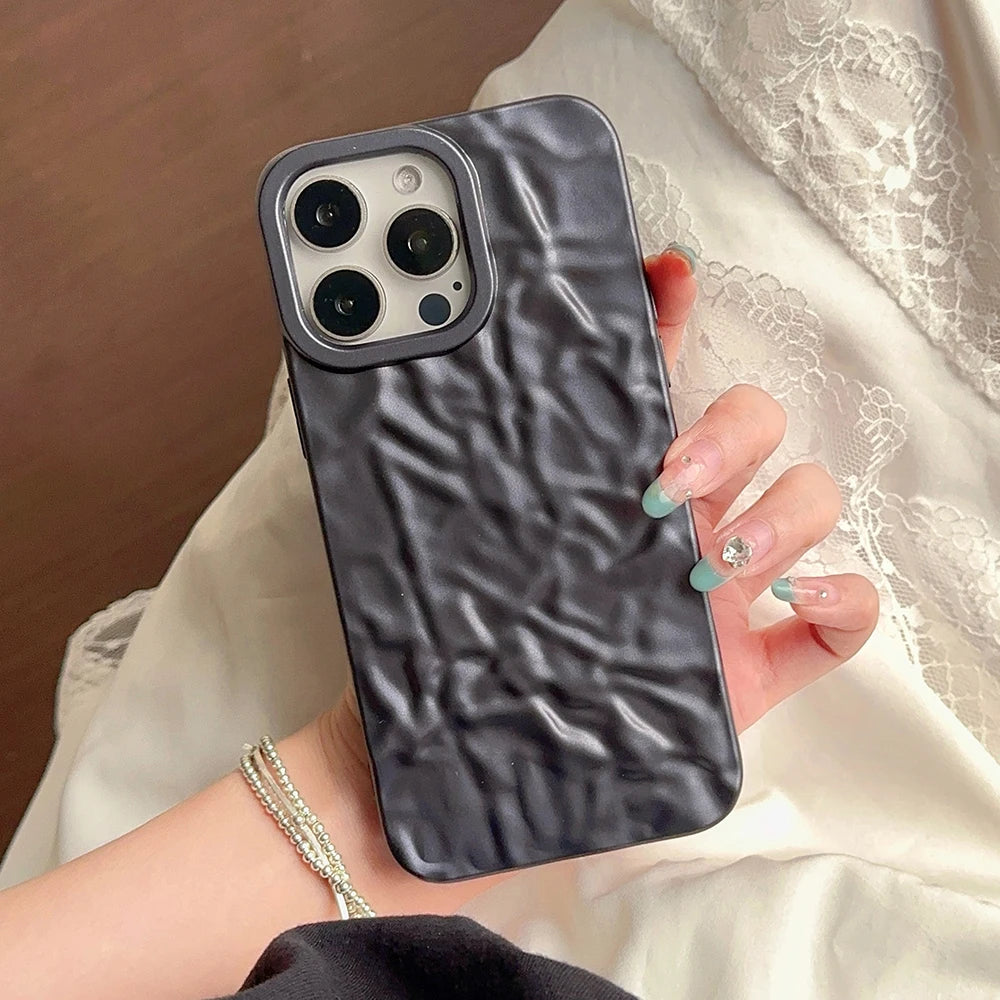 tin matte | Frosted Tin paper Pattern Phone Case For iPhone 15 14 13 12 11 Pro XS Max XR X 14promax Luxury Soft Shockproof Cover