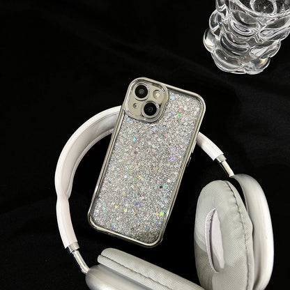 sequins | Glitter Powder Sequins Silver Phone Case For iPhone 15 14 13 12 11 Pro Max 14promax Soft Shockproof TPU Back Cover