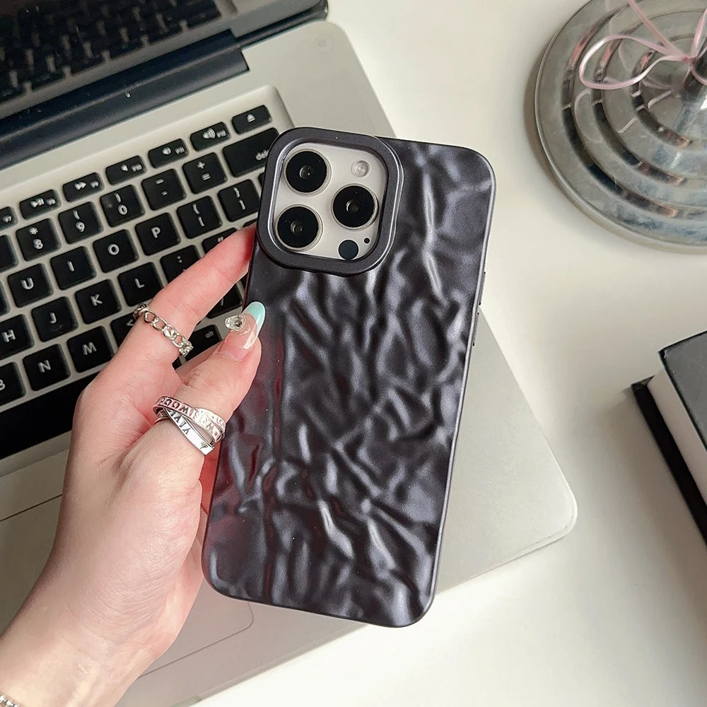 tin matte | Frosted Tin paper Pattern Phone Case For iPhone 15 14 13 12 11 Pro XS Max XR X 14promax Luxury Soft Shockproof Cover