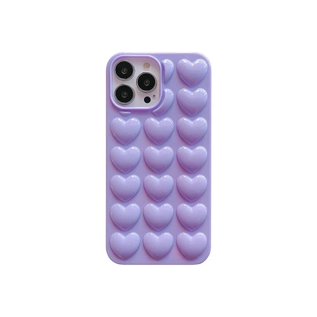 hearts | Macarone Color 3D Cute Heart Phone Case For iPhone 16 15 14 13 12 11 Pro Max Soft Shockproof Back Cover