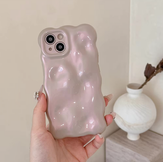 bubble pearl | 3D Bubble Wave Pattern Phone Case For iPhone 15 14 13 12 11 Pro Max Pearl Powder Color Soft Shockproof Back Cover