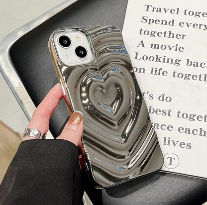 echo | 3D Love Heart Pattern Phone Case For iPhone 16 15 14 13 12 11 Pro Max 14promax 14pro Luxury Soft Shockproof Back Cover