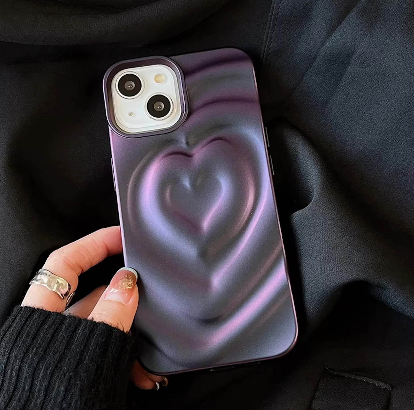 echo | 3D Love Heart Pattern Phone Case For iPhone 16 15 14 13 12 11 Pro Max 14promax 14pro Luxury Soft Shockproof Back Cover