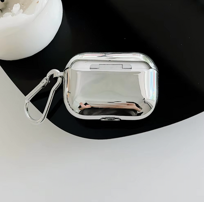 silver | Luxury Electroplated Silver Earphone Box For Apple Airpods Pro Case for AirPods 1 2 3 Cover Simple Abstract Heart Keyring Shell