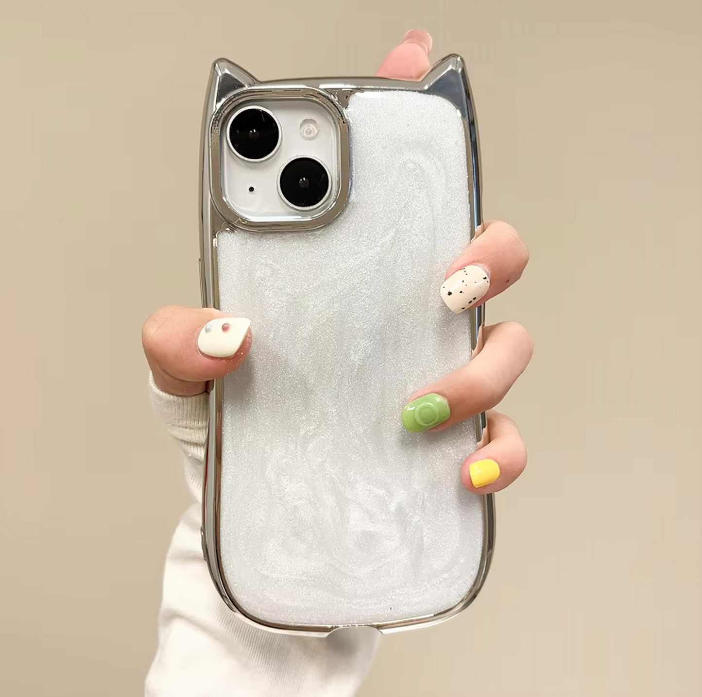 cat | Cute Electroplated Ear Shape Pattern Phone Case For iPhone 15 14 13 12 11 Pro Max Soft Silicone Shockproof Back Cover