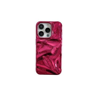 Wrinke iPhone Case - Metallic Silver, Rose Gold, Pink, Purple, Black Cover for iPhone 16, 15, 14, 13, 12, 11 (Pro, Pro Max, Plus) - Unique Textured 3D Design.