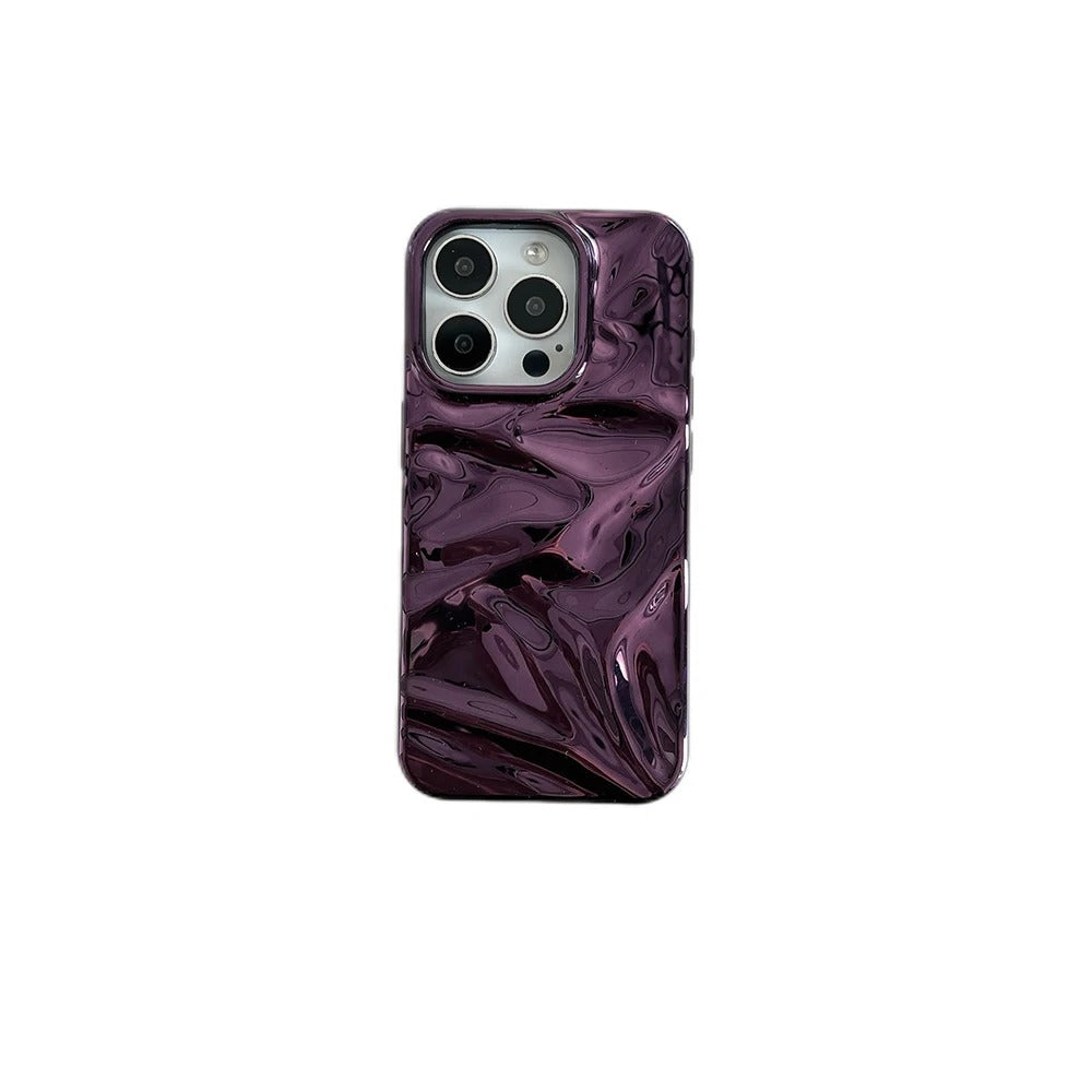 Wrinke iPhone Case - Metallic Silver, Rose Gold, Pink, Purple, Black Cover for iPhone 16, 15, 14, 13, 12, 11 (Pro, Pro Max, Plus) - Unique Textured 3D Design.