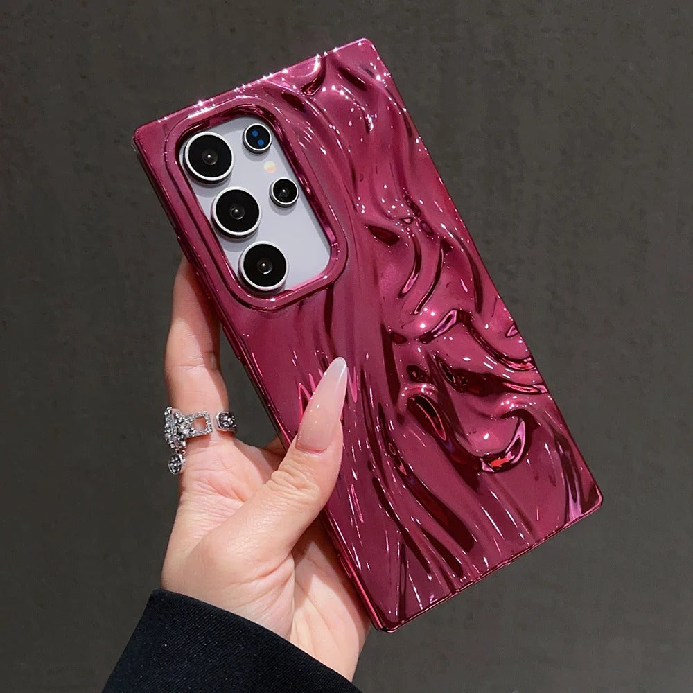 Wrinke Samsung Galaxy Case - Metallic Silver, Blue, Purple, Pink, Rose Gold and Gold for Galaxy S23, S24, S25