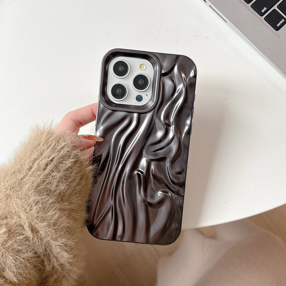 ocean | Luxury 3D Water Ripple Pattern Soft Silicone Phone Case For iPhone 16 15 14 13 12 11 Pro Max Shockproof Electroplated Cover