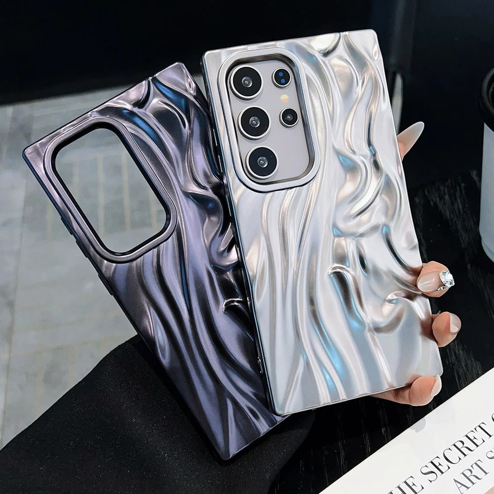 Wrinke Matte Samsung Galaxy Case - Metallic Silver, Blue, Purple and Pink for Galaxy S23, S24, S25