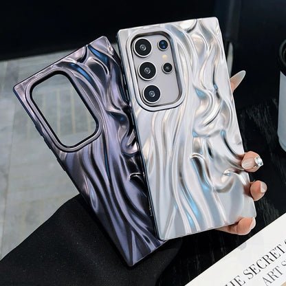 Wrinke Matte Samsung Galaxy Case - Metallic Silver, Blue, Purple and Pink for Galaxy S23, S24, S25