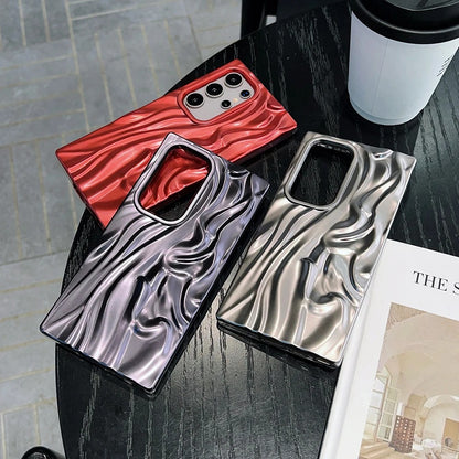 Wrinke Matte Samsung Galaxy Case - Metallic Silver, Blue, Purple and Pink for Galaxy S23, S24, S25