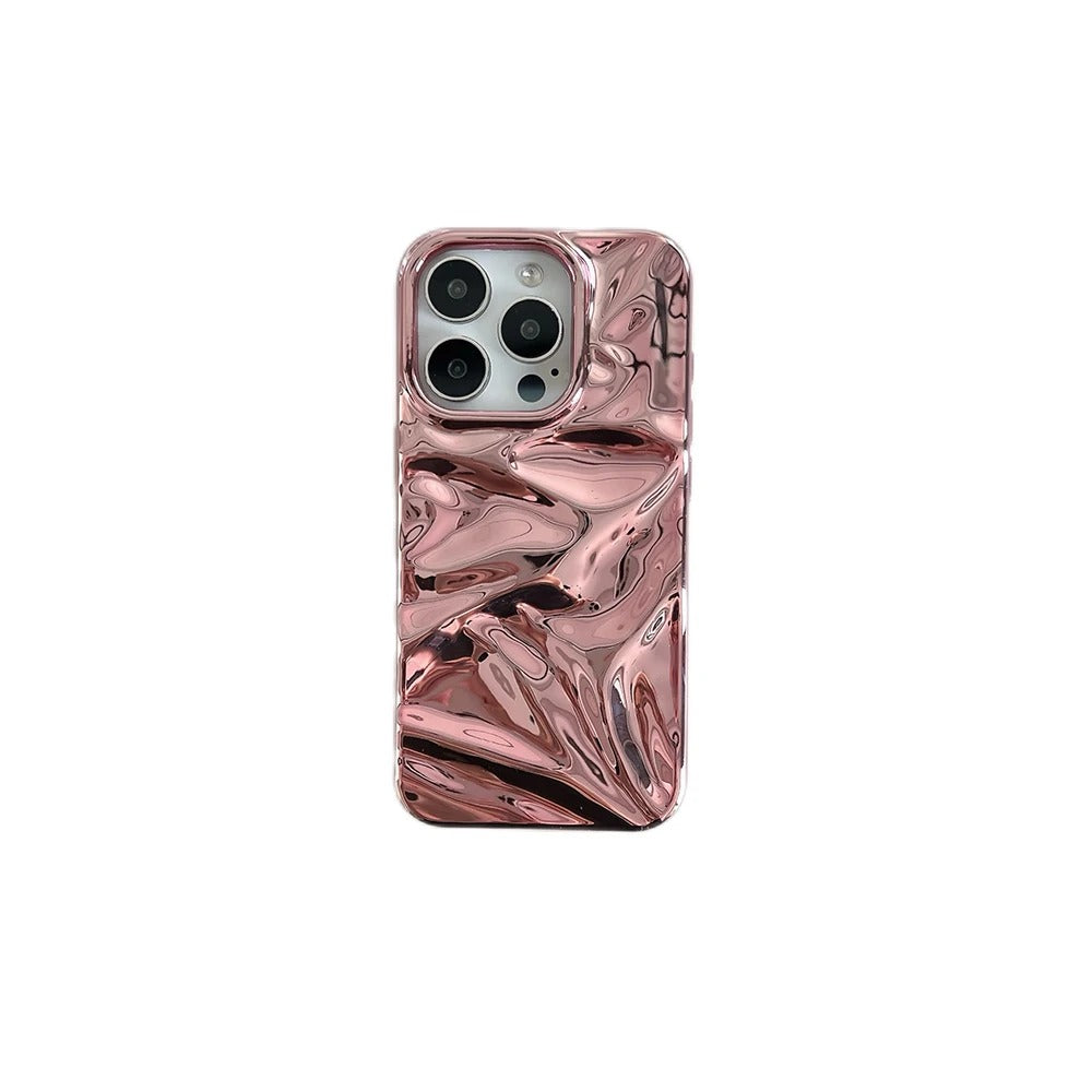 Wrinke iPhone Case - Metallic Silver, Rose Gold, Pink, Purple, Black Cover for iPhone 16, 15, 14, 13, 12, 11 (Pro, Pro Max, Plus) - Unique Textured 3D Design.