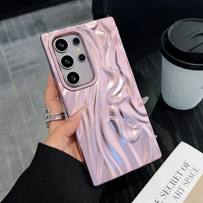 Wrinke Matte Samsung Galaxy Case - Metallic Silver, Blue, Purple and Pink for Galaxy S23, S24, S25