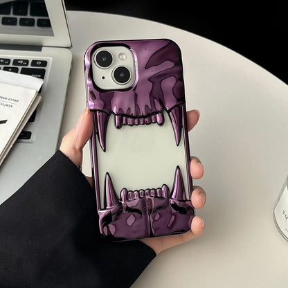 Teeth iPhone Case - 3D Metallic Statement Design in Silver, Black, Gold & Purple Cover for iPhone 16, 15, 14, 13, 12, 11 (Pro, Pro Max, Plus)